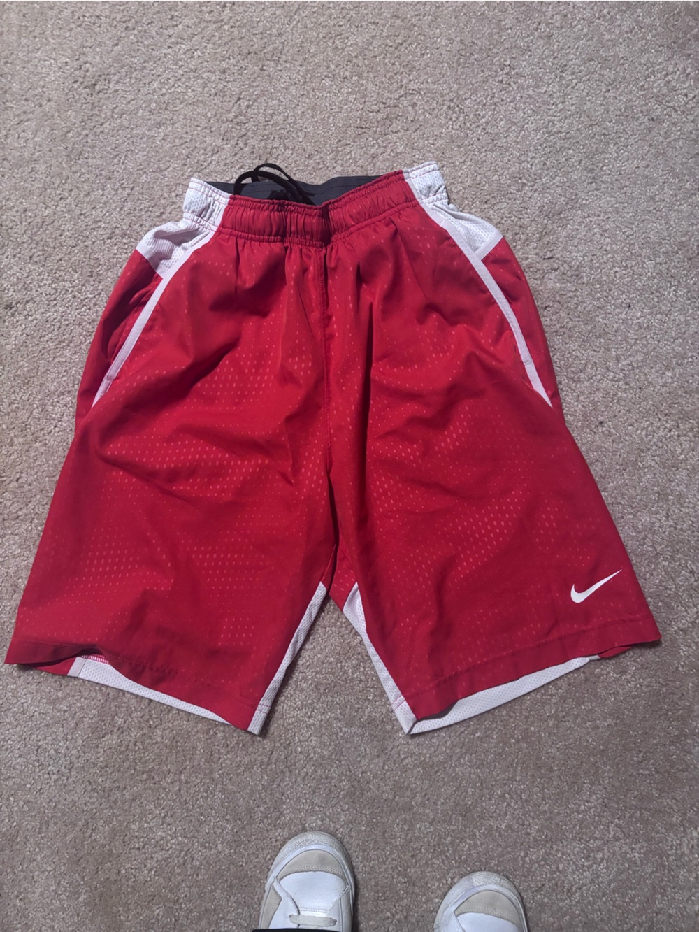 Nike Red Kids Athletic Shorts with White Trim